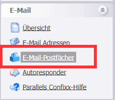 Select e-mail inboxes
Click on the affected mailbox with the pencil on the right-hand side