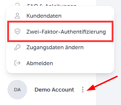 Two-factor authentication in the customer center.