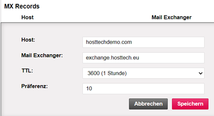 Example of an MX Record with Exchange.