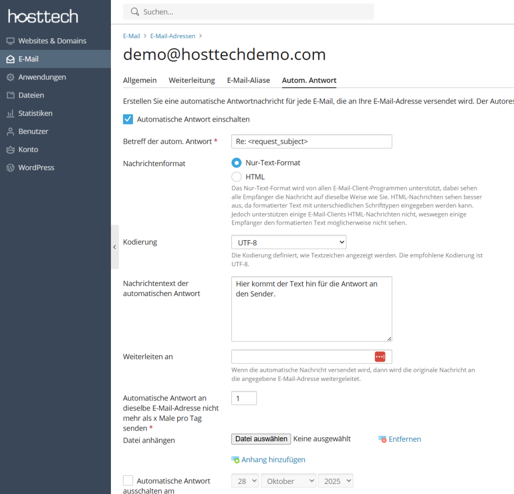 View Automatic response.